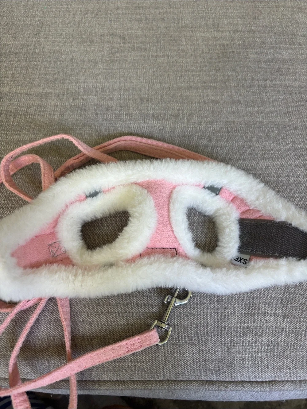 Allitle Pink Faux Shearling cat dog sherpa faux fur xxs Pet Harness with leash